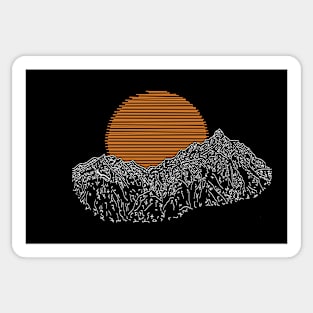 Mountains rising sun(white variant) Sticker